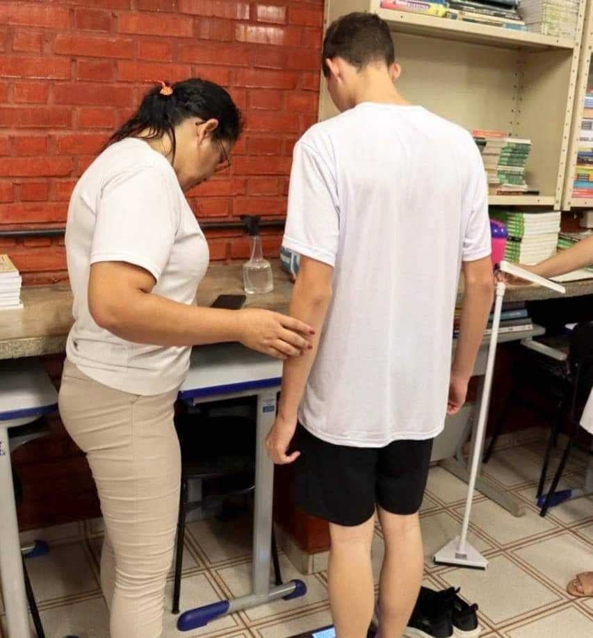 Equipe de Saúde fez avaliação nutricional e antropométrica, na Escola Alonso de Morais